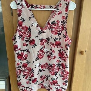 Floral Sleeveless Top - Pink and Red